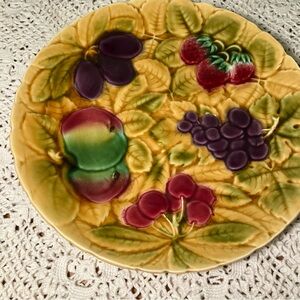 Vintage Sarreguemines France Majolica Large Platter Chop Plate 12 Inches